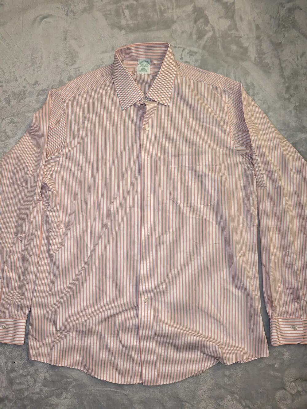 Brooks Brothers Milano Non-Iron Striped Shirt 16.5-35 Supima Cotton